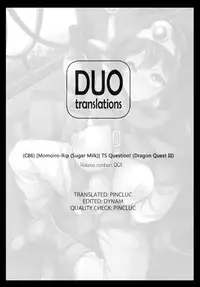 (C86) [Momoiro-Rip (Sugar Milk)] TS Question! (Dragon Quest III) [English]