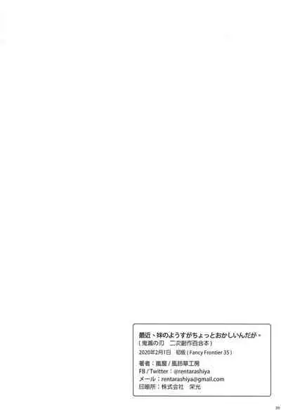 Saikin, Imouto no Yousu ga Chotto Okashiin daga.