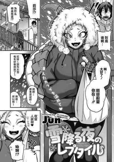 Reptile on a snowy night