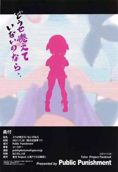 (Kouroumu 17) [Public Punishment (Coaster)] Douse Oboete Inai no nara (Touhou Project)